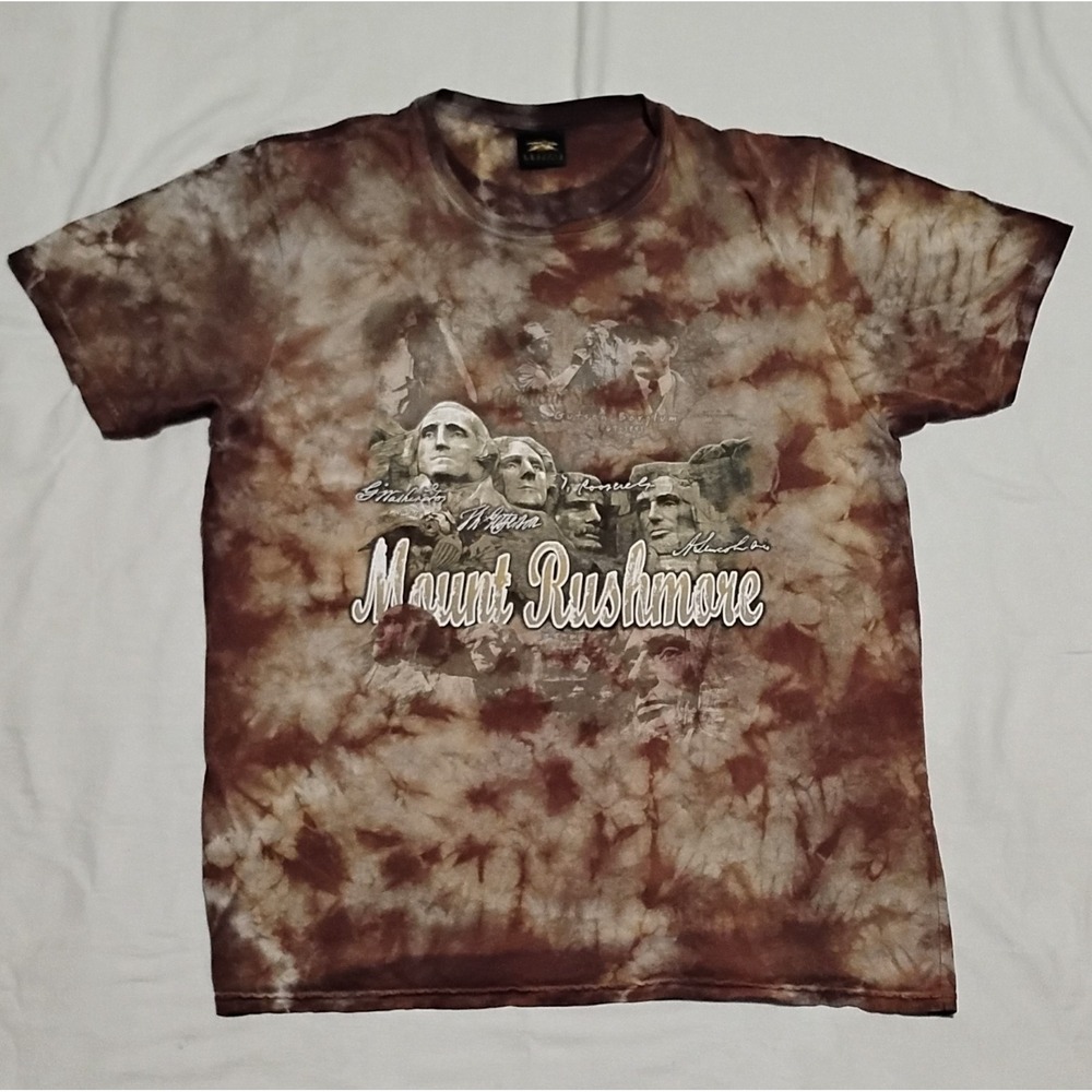 Vintage Prairie Mountain Mount Rushmore Mens XL Tie Dye Graphic T-shirt